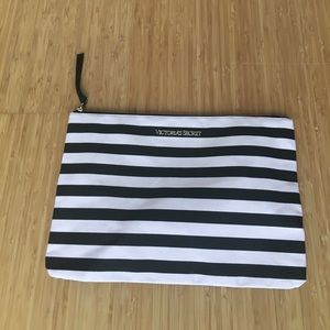 Victoria's Secret black stripe cosmetic bag